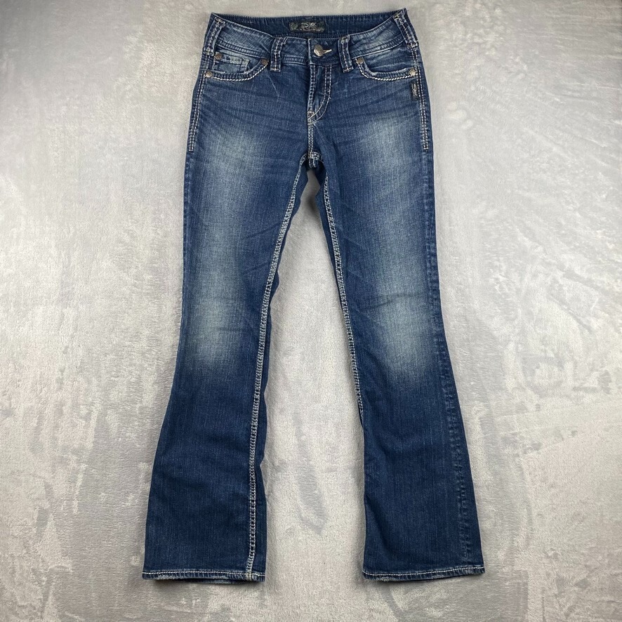 Silver Jeans Womens 32 Blue Suki Surplus Bootcut Faded Stretch Dark Wash Denim